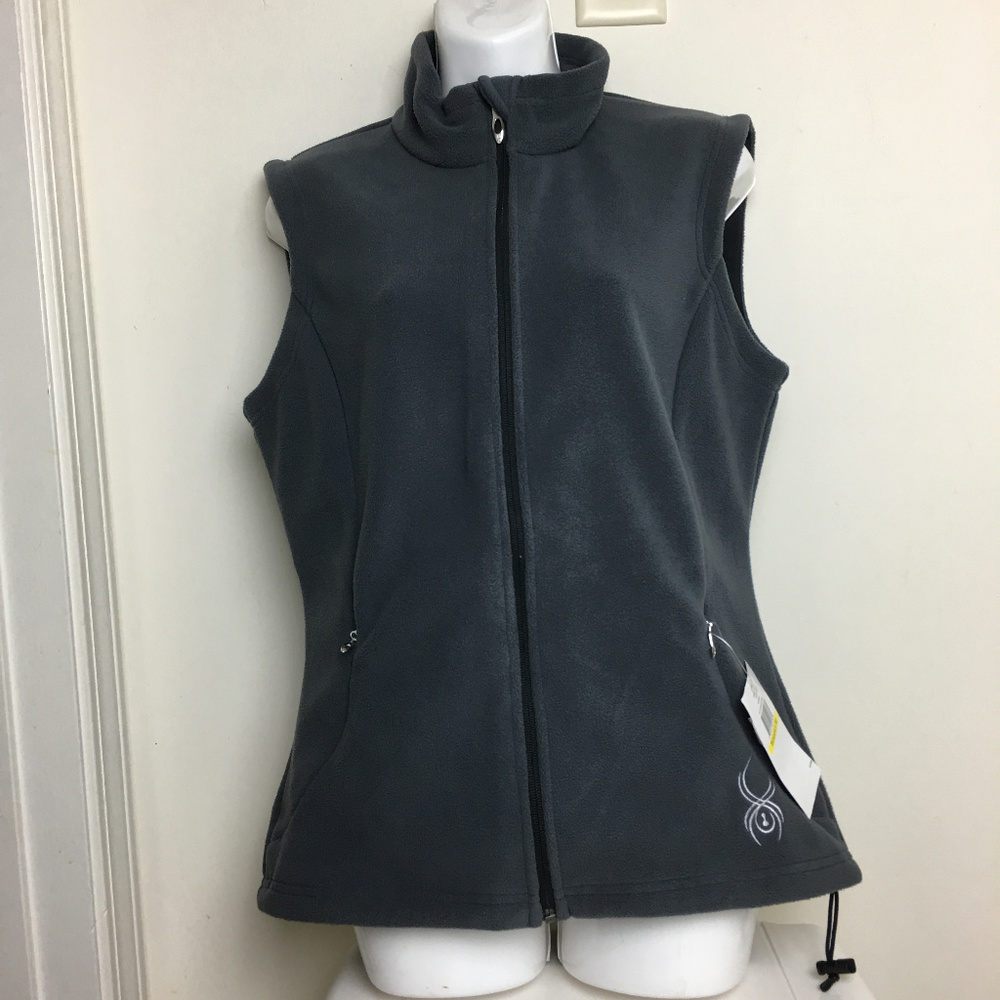 Spyder Womens Fleece Vest M Charcoal Gray New
